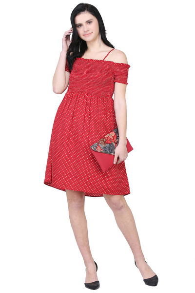 Dark Red Mini Dress .bhfashion.in