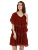 Right hand side view-Wine Red Midi Dress 