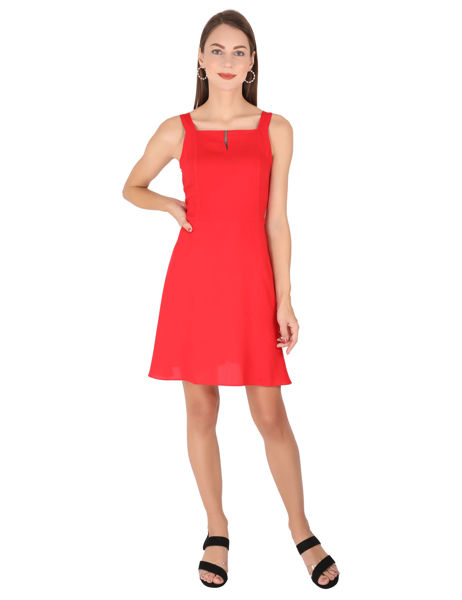 Red Knee Length Dresses  .bhfashion.in