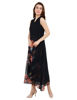 Right hand side view-Black Maxi Dress with Flowers	