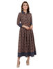 Front view-Brown Checkered Maxi Dress