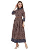 Right hand side view- Brown Checkered Maxi Dress