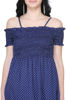 zoom view-Navy Blue and White Polka Dot Dress