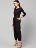 Right hand side view -Solid Black Jumpsuit