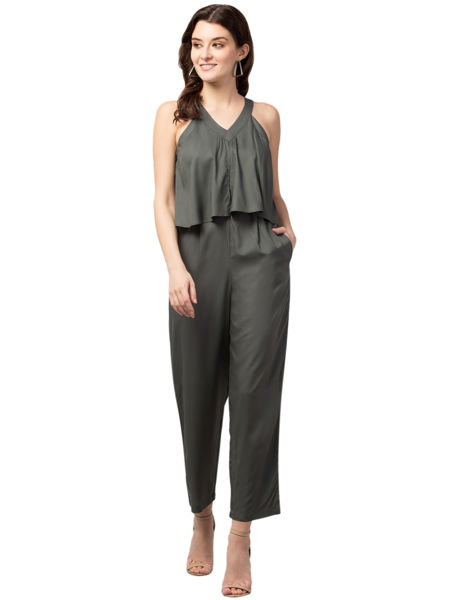 Olive Green Jumpsuit .bhfashion.in