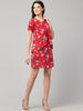 Right hand  side view-  Red Floral Short Dress