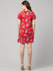 back view-  Red Floral Short Dress