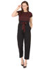 Front view -Checkered Red Jumpsuit 