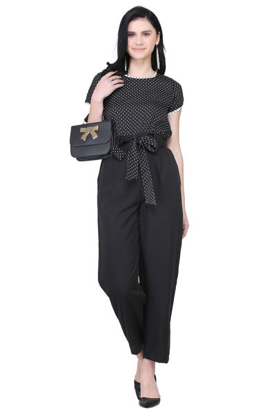 Black and white Polka Dot Jumpsuit .bhfashion.in