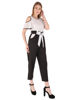Right hand  side view-   White Jumpsuit Black Polka Dots