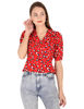 Front view-Red Floral Crop Top 