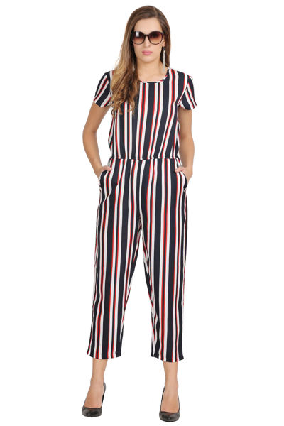 Multi-Colored Striped Jumpsuit .bhfashion.in