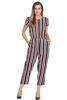 Front view-Multi-Colored Striped Jumpsuit