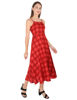 Right hand  side view-   Red and Black Maxi Dress: Stunning Scarlet