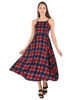 Front view -Navy Blue Checkered Maxi Dress