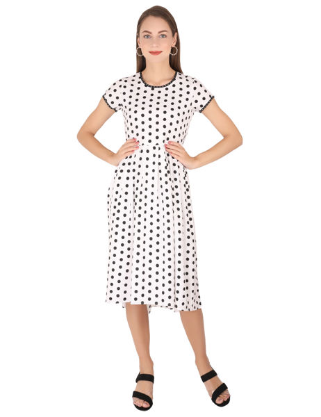 White Dress with Black Polka Dots .bhfashion.in