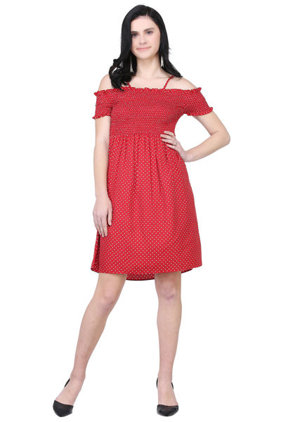 Midi Red Cocktail Dress  .bhfashion.in