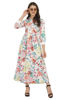 White Floral Maxi Dress with Sleeves .bhfashion.in