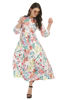 Front view-White Floral Maxi Dress with Sleeves