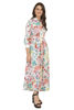 Right hand  side view-   White Floral Maxi Dress with Sleeves