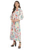 Left hand  side view- White Floral Maxi Dress with Sleeves