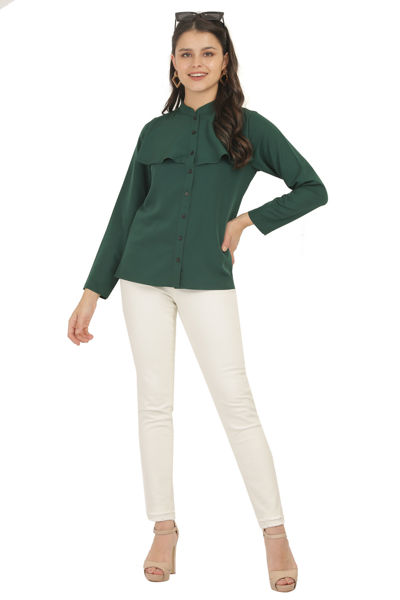 Women's Green Button-Up Dress Shirt .bhfashion.in