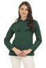 Front view-Women's Green Button-Up Dress Shirt