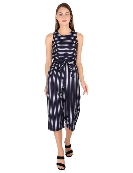 Blue and White Striped Jumpsuit -bhfashio.in