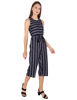 Right hand side view-Blue and White Striped Jumpsuit
