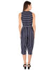 back view-Blue and White Striped Jumpsuit