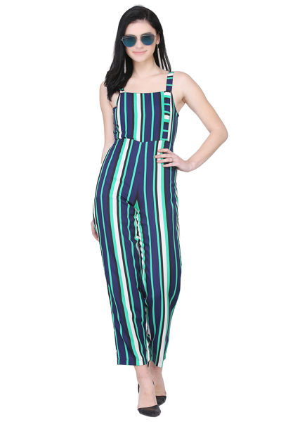Blue and White Striped Jumpsuit.bhfashion.in