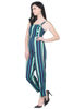 Left hand  side view-Blue and White Striped Jumpsuit