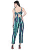 back view-   Blue and White Striped Jumpsuit