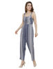 Left hand  side view-  Blue and White Striped Jumpsuit