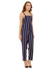 Right hand  side view-   Navy Blue and White Striped Jumpsuit 
