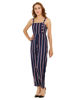 Left hand  side view-  Navy Blue and White Striped Jumpsuit 