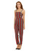 left hand side view-Red and White Striped Jumpsuit