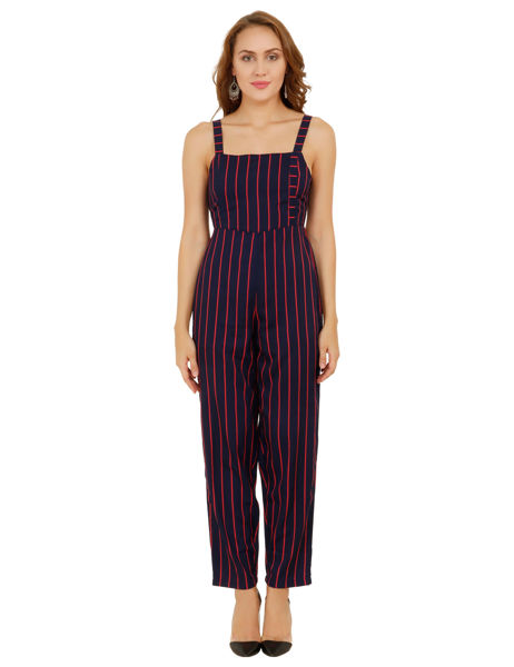 Black and Red Striped jumpsuit -bhfashion.in