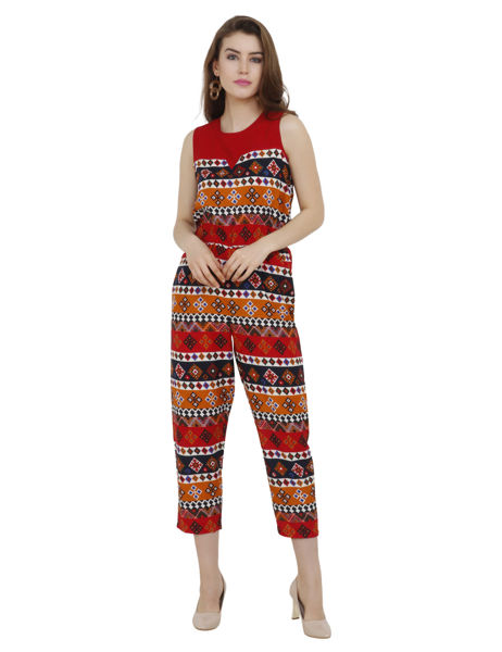 Red-Printed Jumpsuit .bhfashion.in