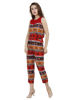 Left hand  side view-  Red-Printed Jumpsuit